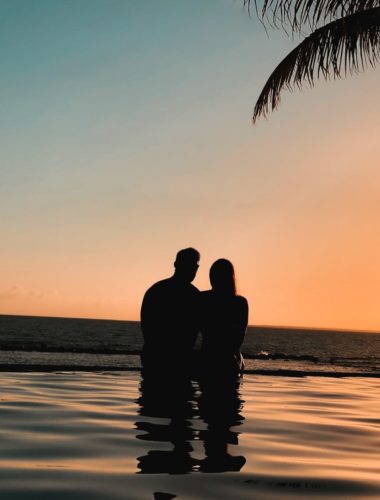 Couple enjoying a romantic view from the Minitas Infinity Pool